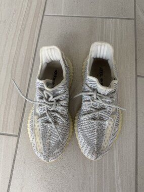 YEEZY Grey Knit Lace-Up Sneakers